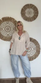 Blouse Lino Capuchon Beige - Afbeelding 5