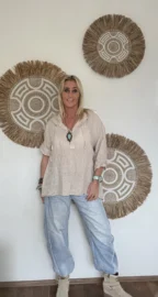 Blouse Lino Capuchon Beige - Afbeelding 6