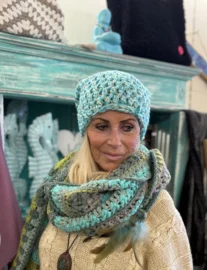 Winter Beanie Gemeleerd Turquoise/Licht blauw - Afbeelding 3