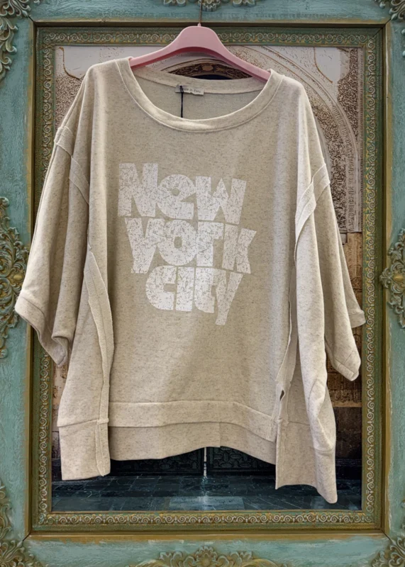 Gemeleerde Trui New York City Créme - Afbeelding 3