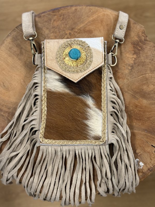 Bohemian Telefoon Tasje Bruin/Wit - Afbeelding 4
