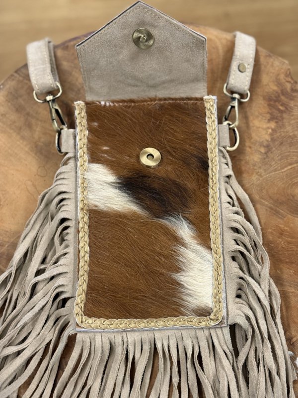 Bohemian Telefoon Tasje Bruin/Wit - Afbeelding 2