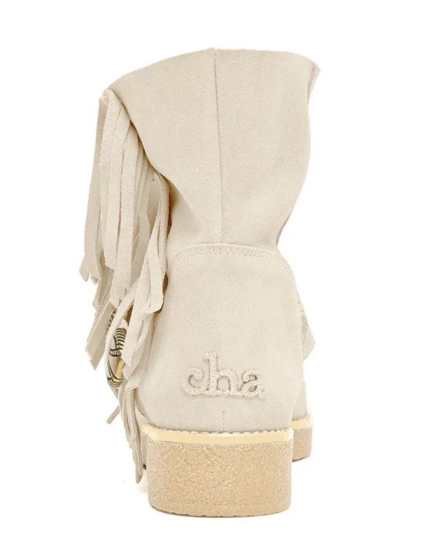 Cha-Label Moc Low Buckle Fringe Cream Boots - Afbeelding 2